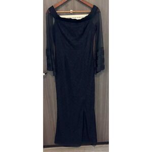 Vfshow Vfemage Maxi Dress Women's M Black Bell Sleeve Off Shoulder Witchy Goth